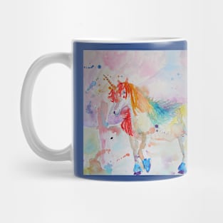 Unicorn Watercolor Painting Rainbow Mug